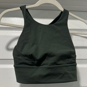 Lululemon Dark Green High-Neck Longline Sports Bra